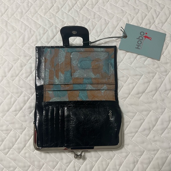HOBO Black Leather Wallet with Silver Accents - Picture 4 of 8